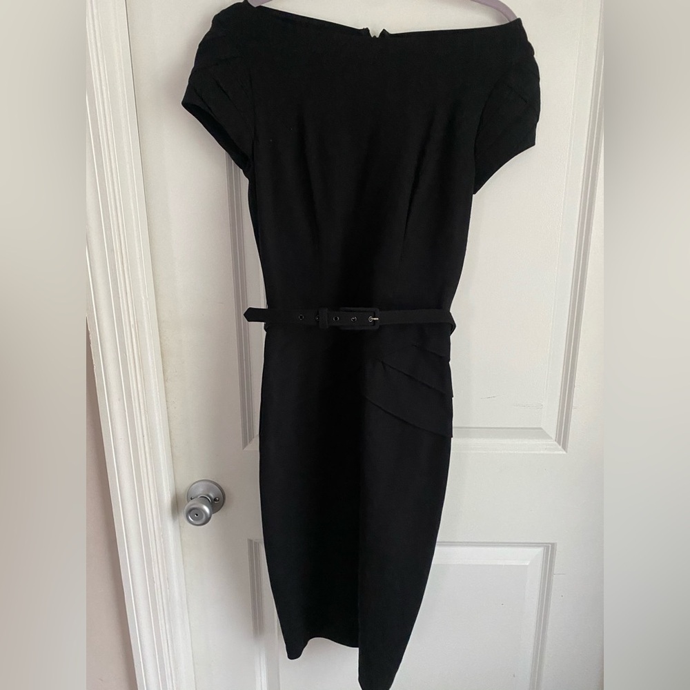 Stunning Vintage Belted Black Dress by Cache
